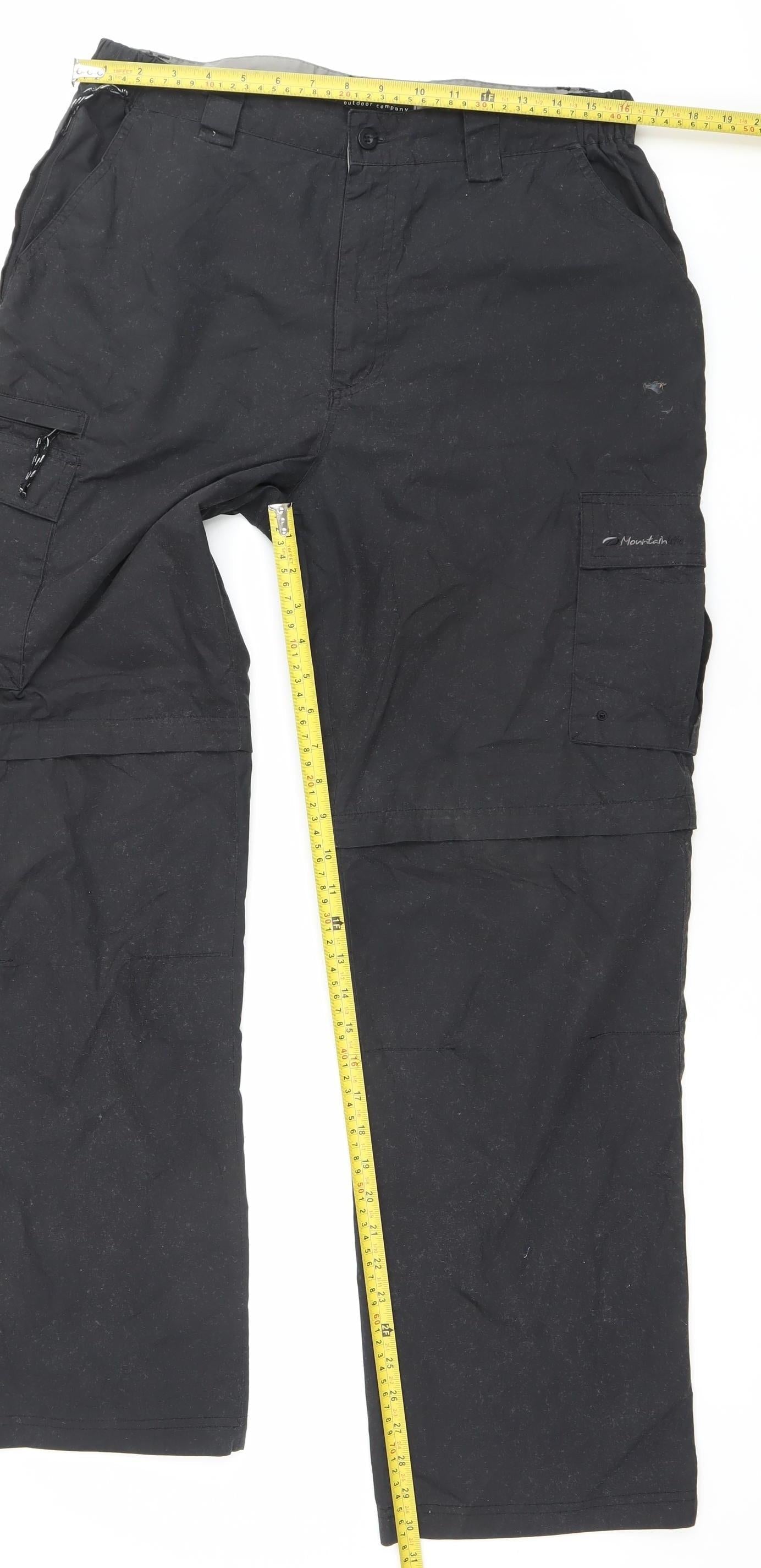 Mountainlife Men’s Black Cargo Trousers Size 34 Regular Fit Outdoor Workwear