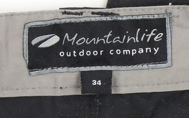 Mountainlife Men’s Black Cargo Trousers Size 34 Regular Fit Outdoor Workwear