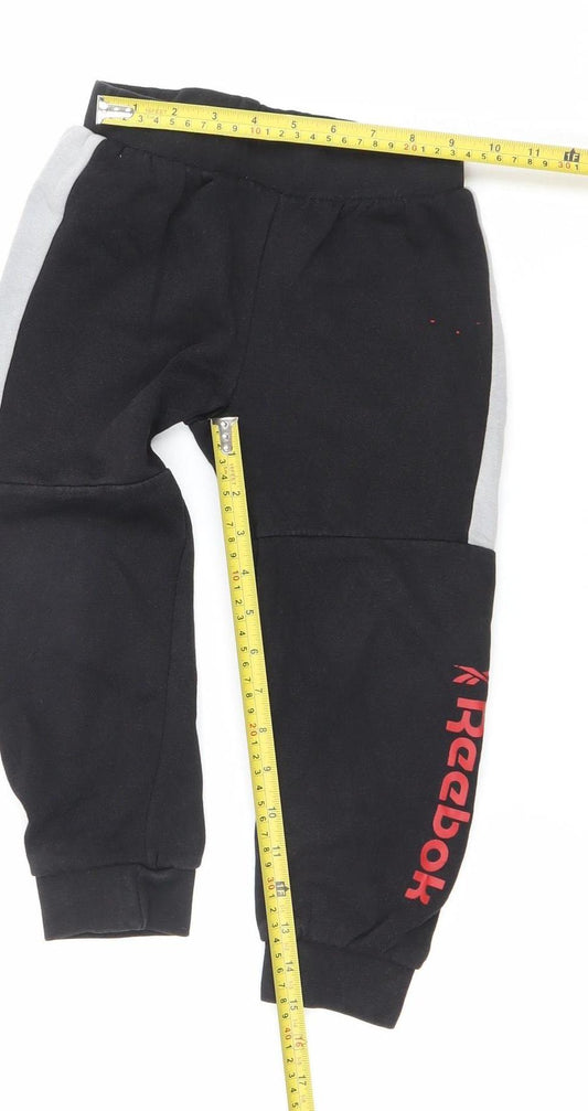 Reebok Boys Black Jogger Sweatpants 4-5 Years Cotton Blend Activewear