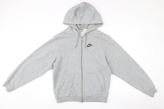 Nike Mens Grey Full Zip Hoodie Jacket S Sportswear Logo Pockets