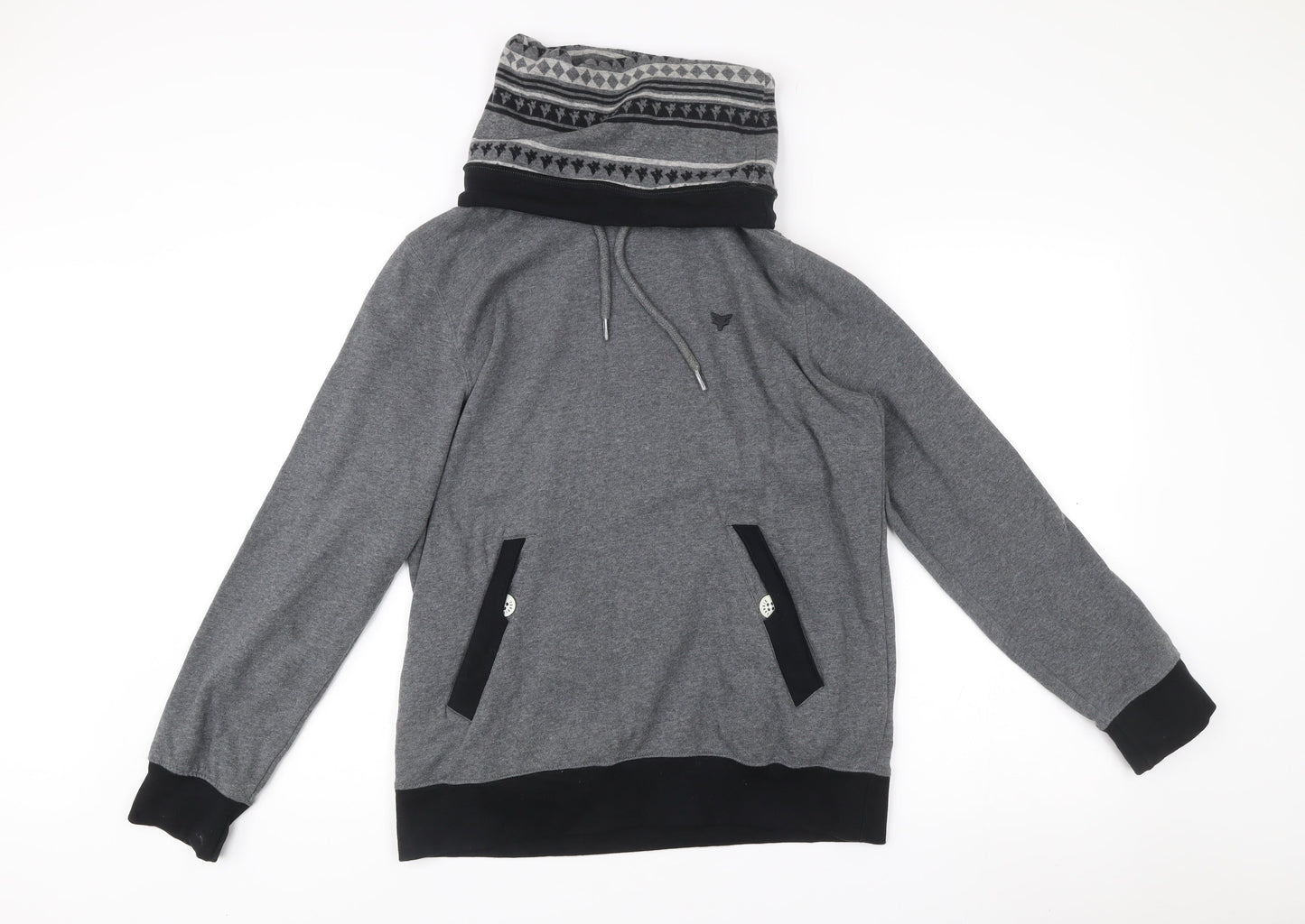 Fabric of Life Mens Grey Pullover Hoodie L High Neck Pockets
