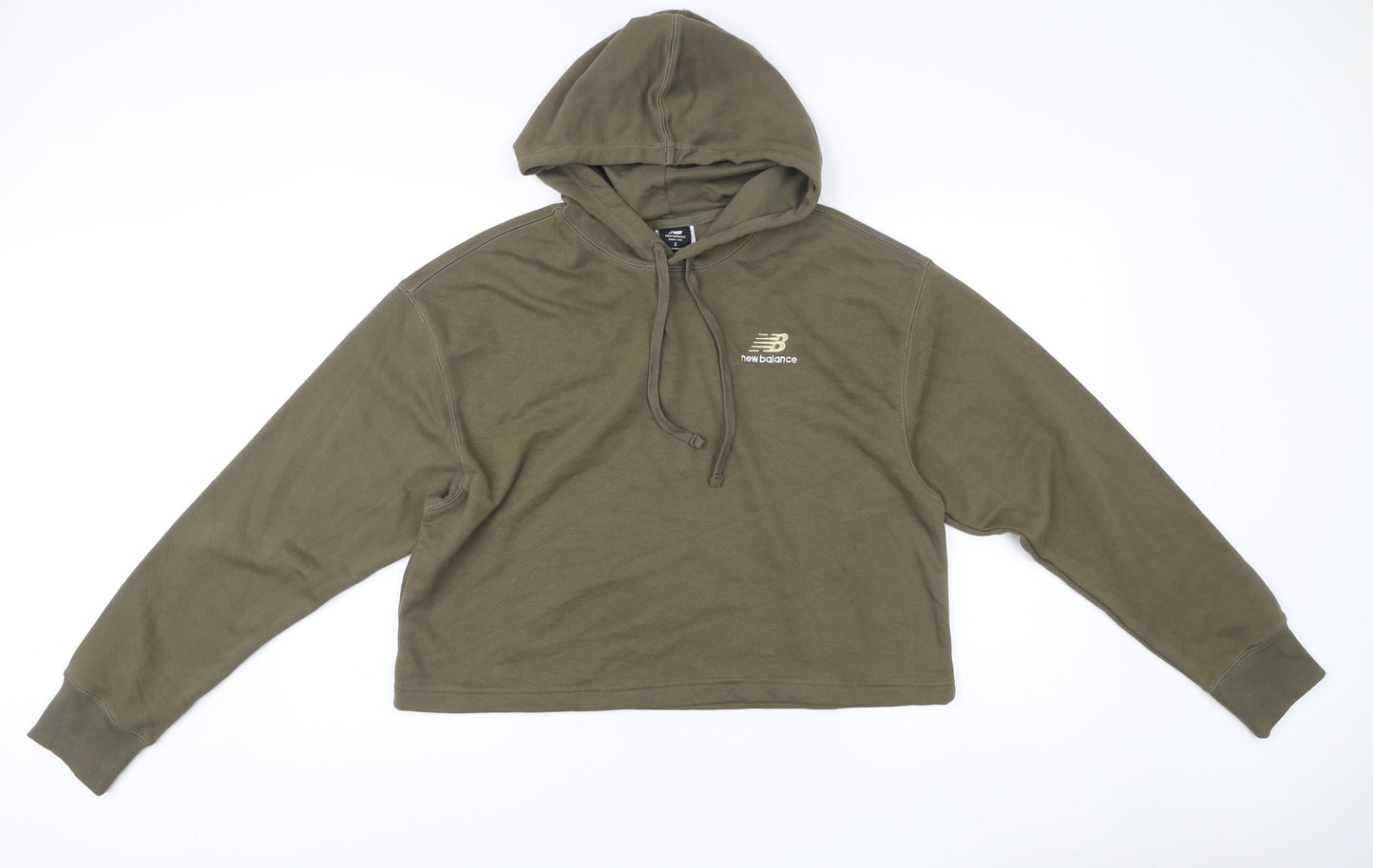 New Balance Womens Khaki Green Pullover Hoodie Size XS Cotton Blend