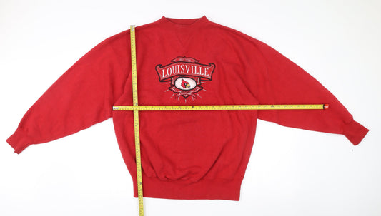 Midwest Embroidery Mens Red Louisville Sweatshirt Size L Vintage