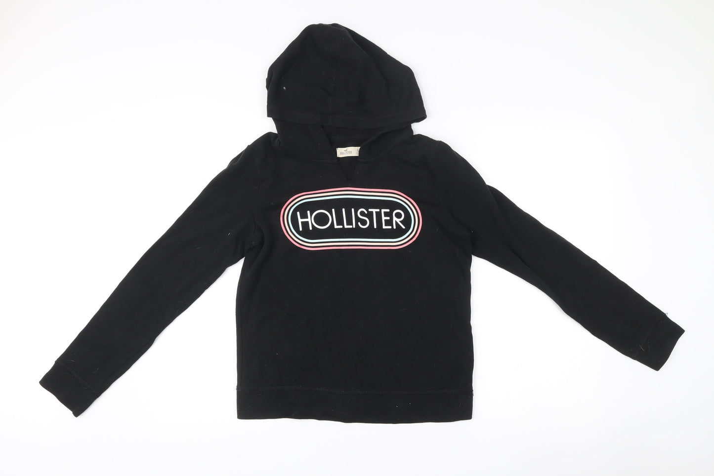 Hollister Women’s Black Pullover Hoodie Size S Cotton Blend Logo