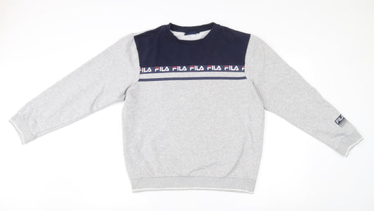 Fila Men’s Grey Sweatshirt M Crew Neck Logo Pullover Sportswear