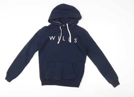 Jack Wills Womens Blue Pullover Hoodie Size 8 Regular Fit Logo