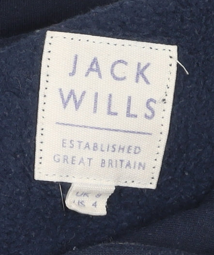 Jack Wills Womens Blue Pullover Hoodie Size 8 Regular Fit Logo