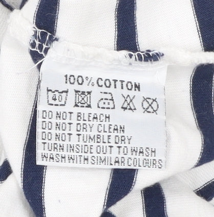 Lazy Jacks Womens White Navy Stripe T-Shirt Size 14 Nautical Cotton