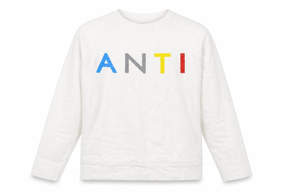 Antioch Womens White Pullover Sweatshirt Small Graphic Logo Cotton