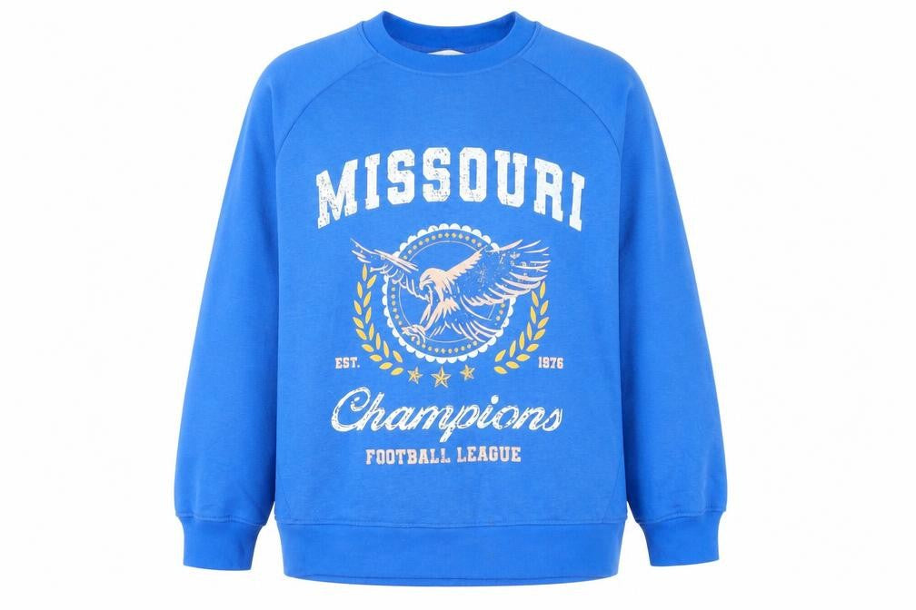 Primark Women’s Blue Missouri Graphic Sweatshirt L Raglan
