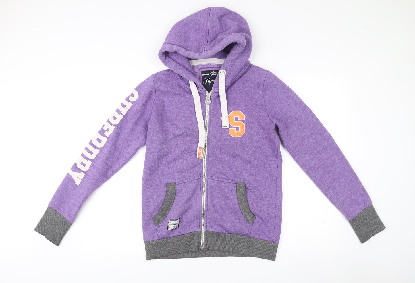 Superdry Womens Purple Full Zip Hoodie Size M Cotton Blend