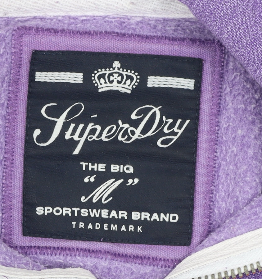 Superdry Womens Purple Full Zip Hoodie Size M Cotton Blend