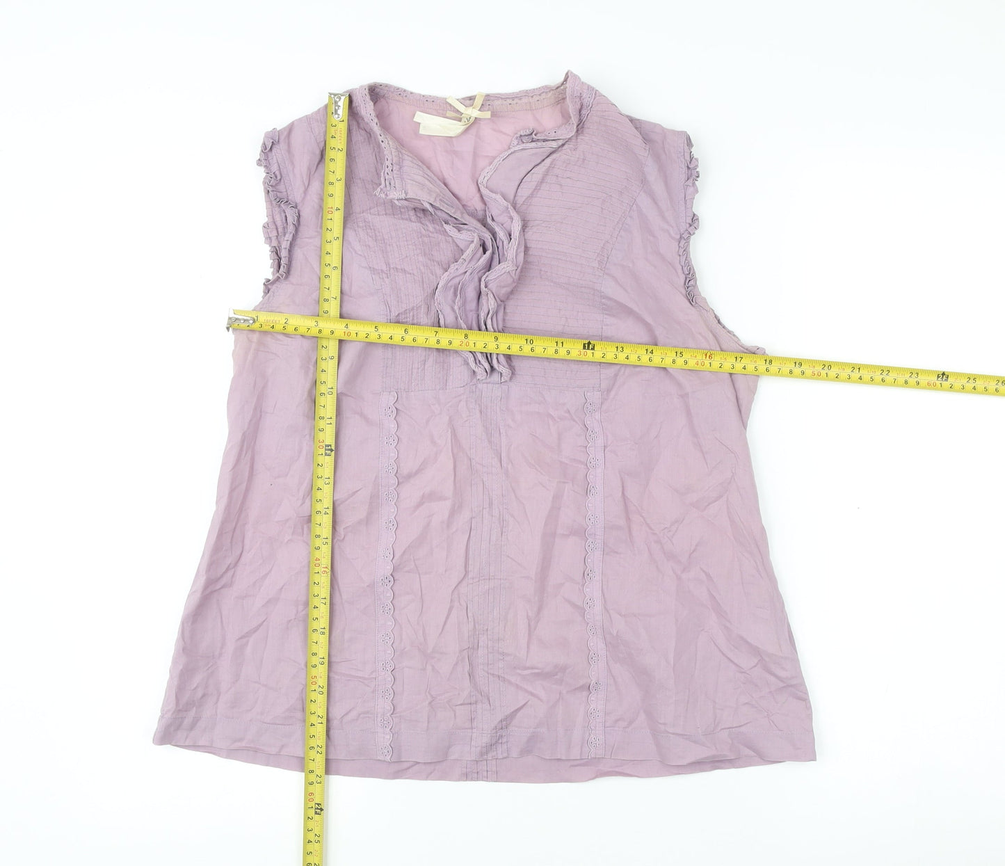 Next Womens Purple Sleeveless Cotton Tunic Blouse Size 14