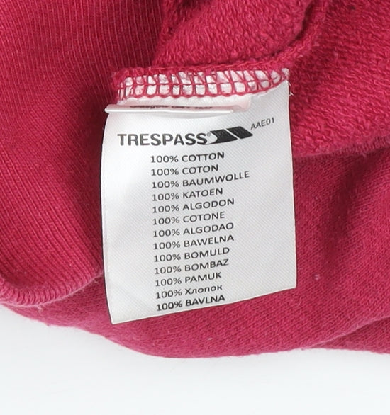 Trespass Womens Pink Full Zip Hoodie UK 12 Cotton Hooded Sweatshirt