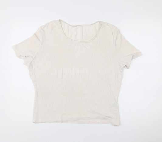 Marks and Spencer Women’s Ivory Paisley Scoop Neck T-Shirt UK 18