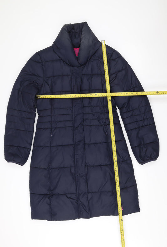 Joules Women’s Blue Quilted Puffer Jacket UK 10 Mid-Length