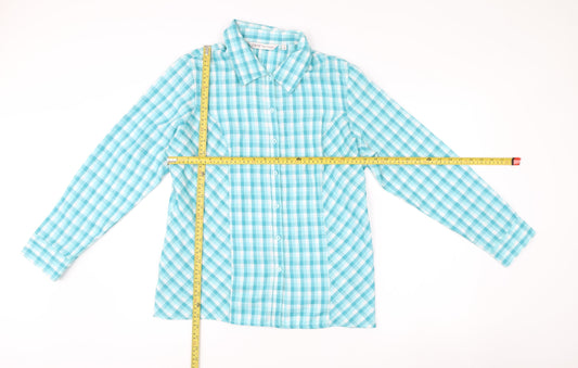 EWM Pure Classics Women Blue Check Cotton Button-Up Shirt Size 16