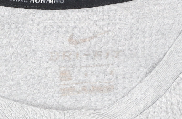 Nike Men’s Grey Running T-Shirt S Dri-FIT Lightweight Athletic Top
