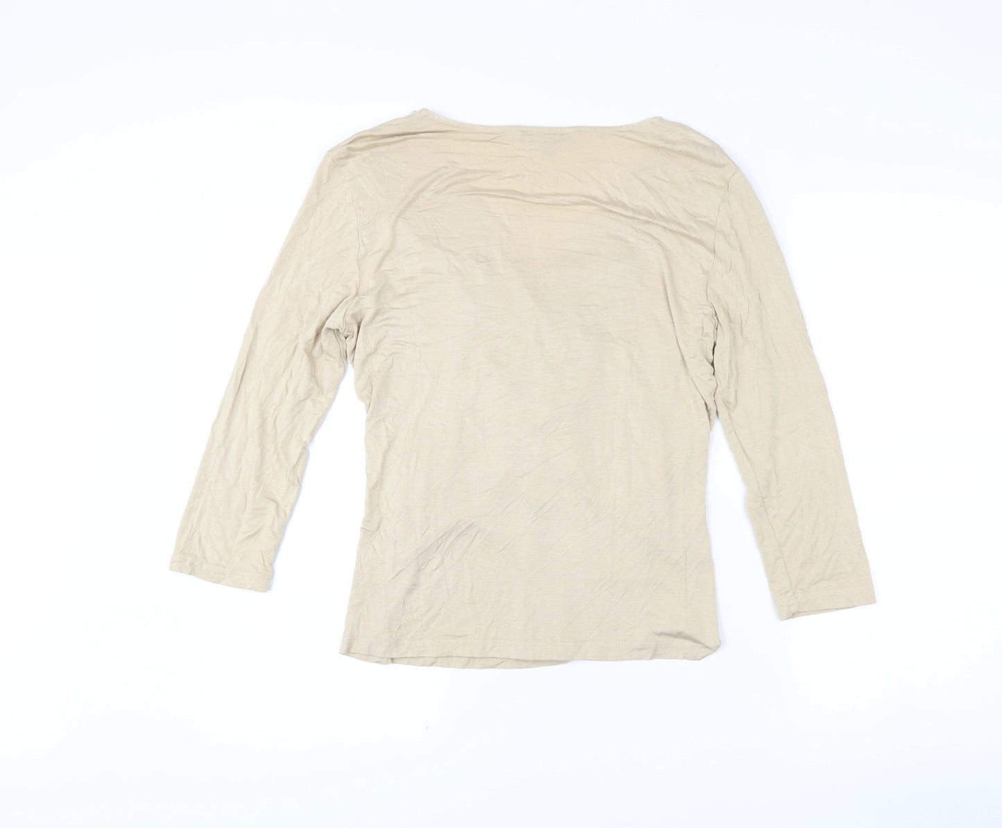 Cable & Gauge Women’s Beige Wrap Blouse L Long Sleeve Viscose
