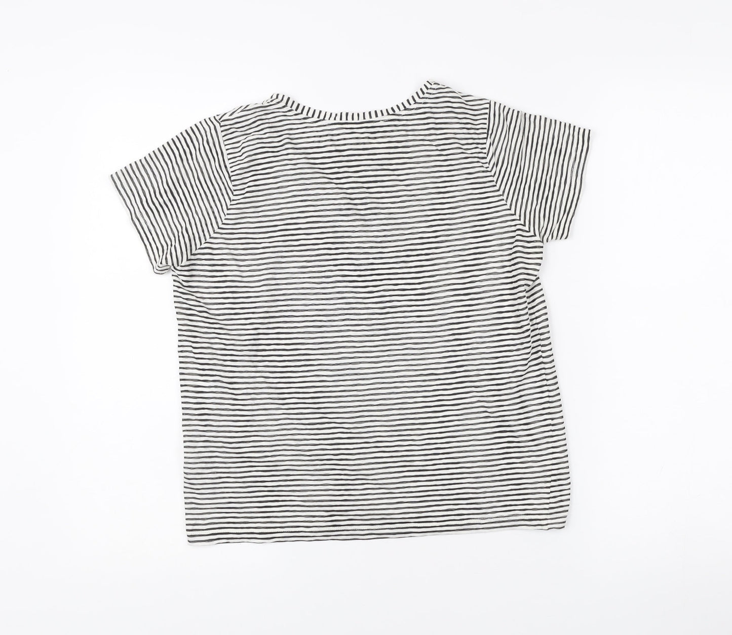 Mint Velvet Women’s Black White Striped Bee Embroidered T-Shirt XS