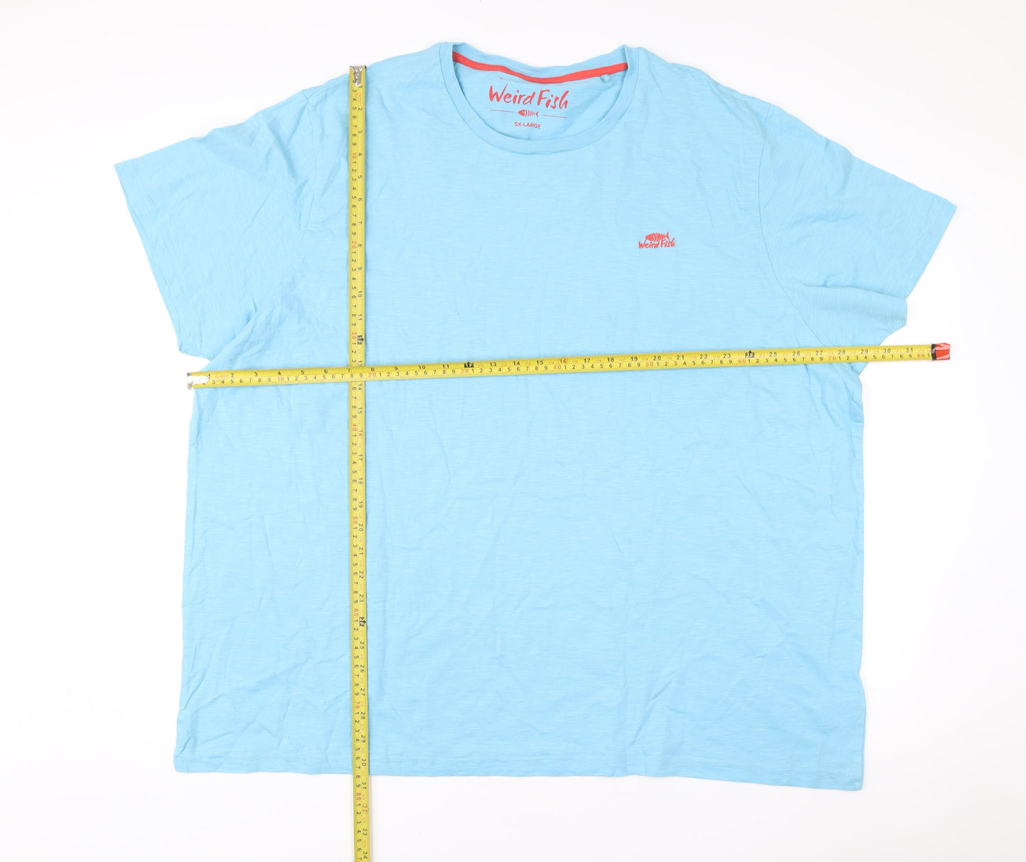 Weird Fish Men’s 5XL Sky Blue Organic Cotton Crew Neck T-Shirt