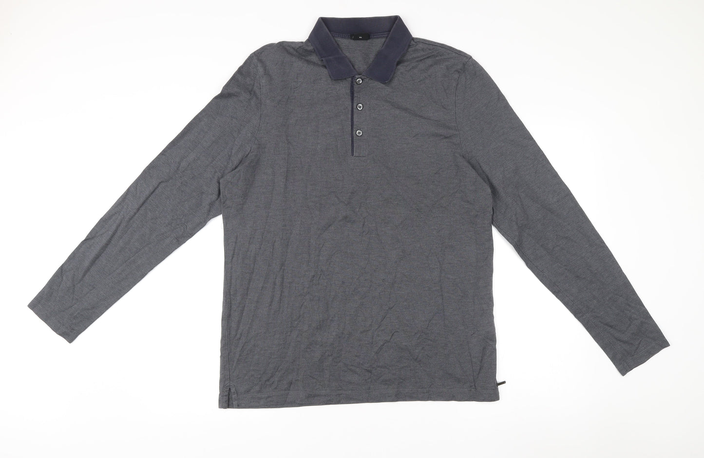 Hugo Boss Mens Grey 2XL Slim Fit Long Sleeve Cotton Polo Shirt