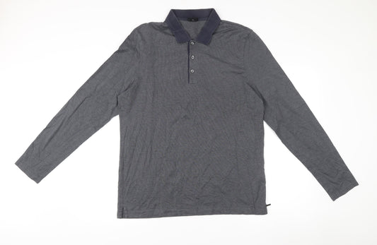 Hugo Boss Mens Grey 2XL Slim Fit Long Sleeve Cotton Polo Shirt