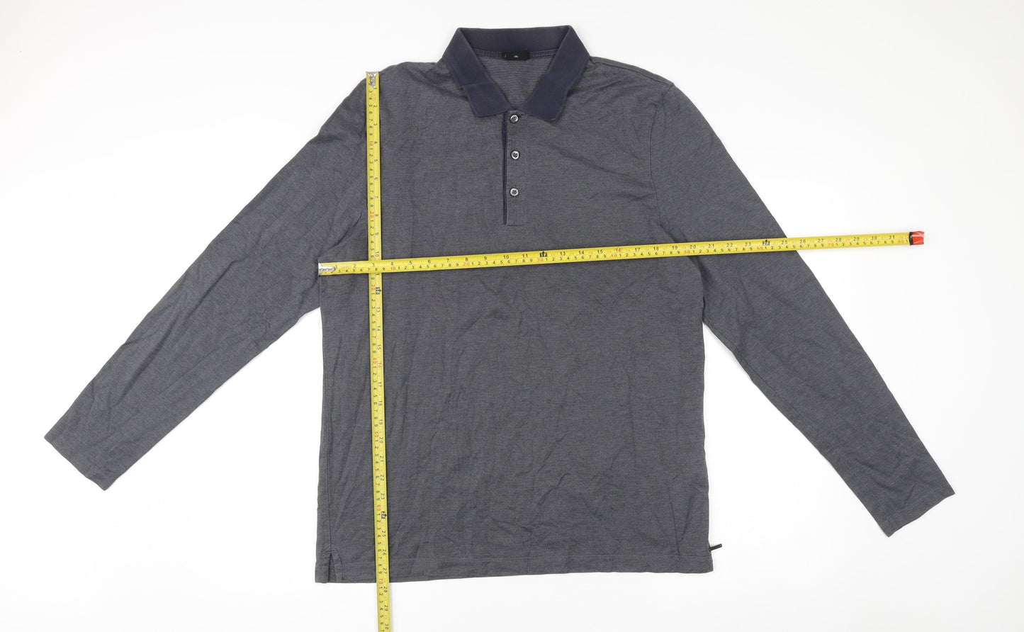 Hugo Boss Mens Grey 2XL Slim Fit Long Sleeve Cotton Polo Shirt