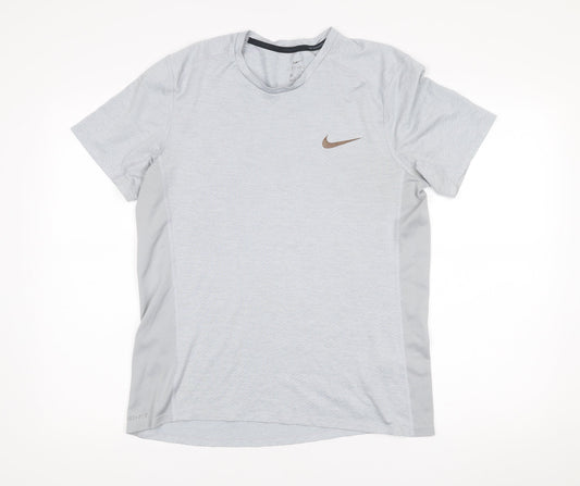 Nike Mens Grey Dri-Fit Running T-Shirt Size M Short Sleeve Athletic