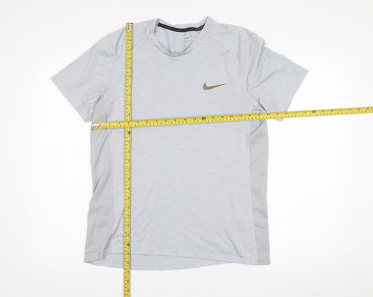 Nike Mens Grey Dri-Fit Running T-Shirt Size M Short Sleeve Athletic
