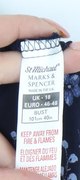 Marks & Spencer Women’s Blue Floral Button-Up Viscose Shirt UK 18