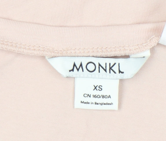 Monki Womens Pink XS Scoop Neck Short Sleeve Cotton T-Shirt
