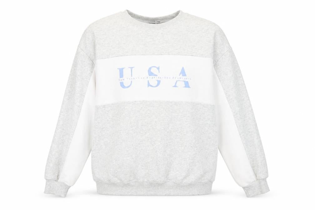 H&M Divided Womens Grey White USA Print Sweatshirt XS