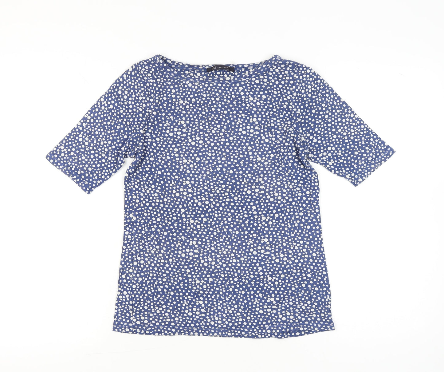 Marks and Spencer Womens Blue Polka Dot Cotton T-Shirt UK 12