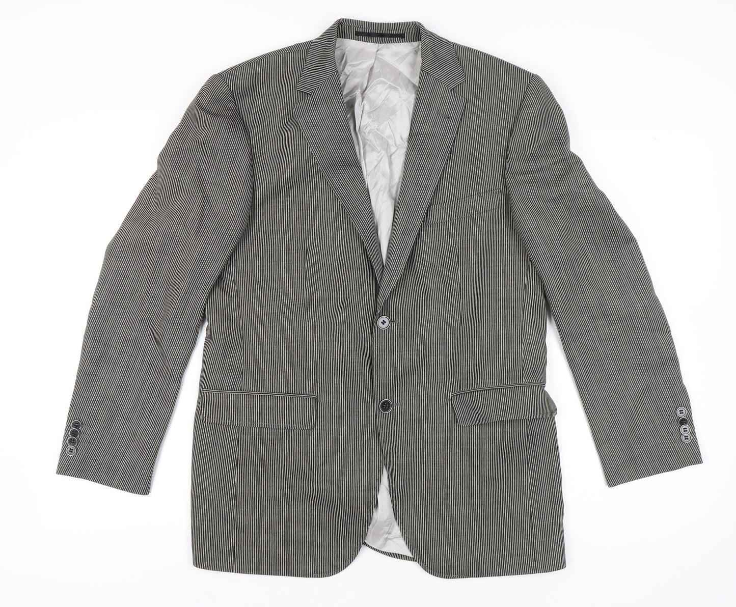 Roy Robson Men’s Grey Striped Wool Blend Blazer Size 48 Regular