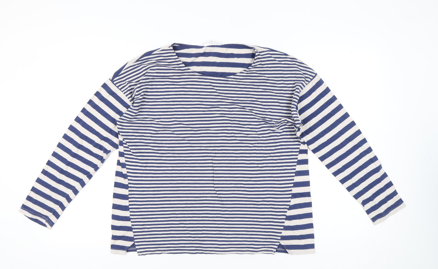 Thought Womens Blue Striped Cotton Long Sleeve T-Shirt Size 18