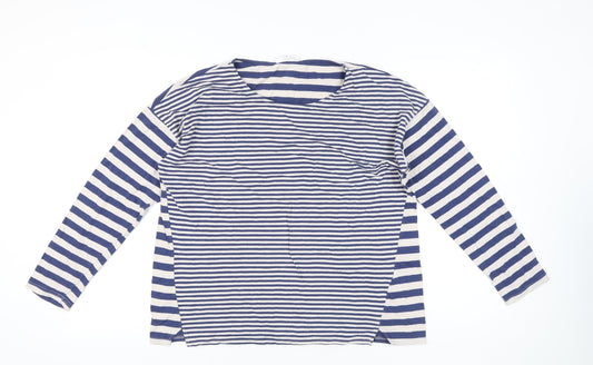 Thought Womens Blue Striped Cotton Long Sleeve T-Shirt Size 18