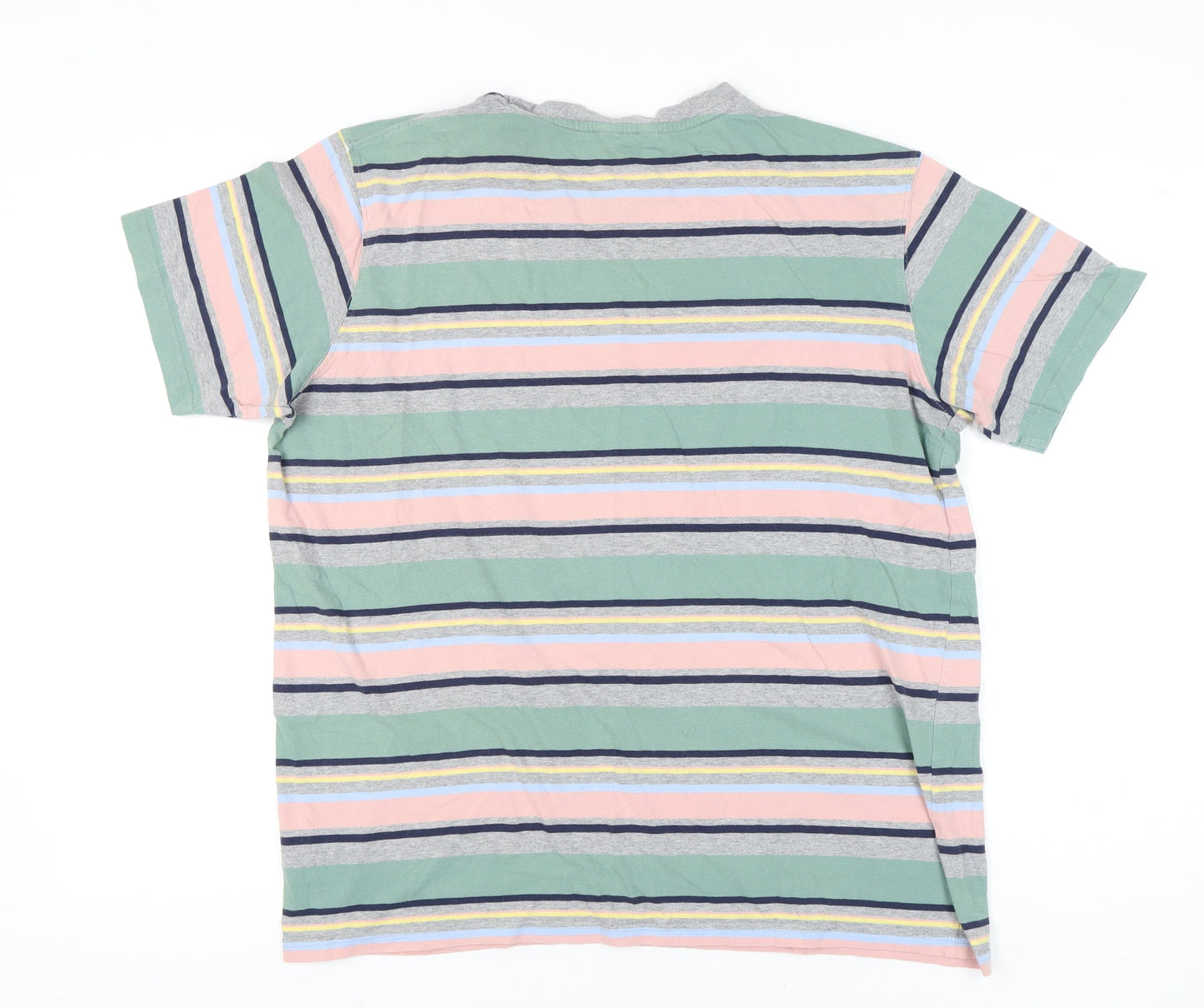 Cotton Traders Men’s XL Multicoloured Striped Crew Neck Short Sleeve T-Shirt