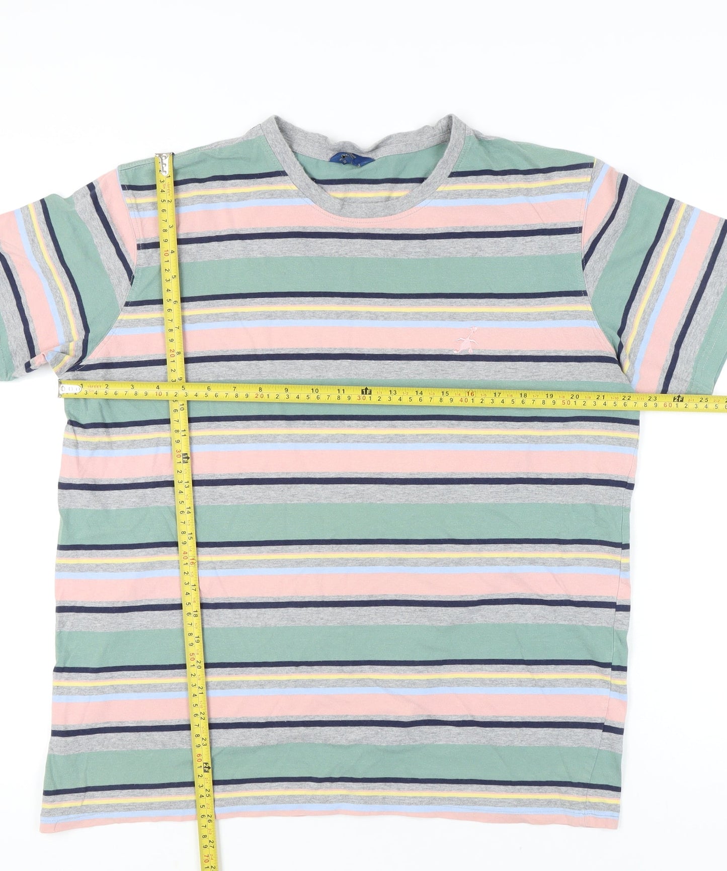 Cotton Traders Men’s XL Multicoloured Striped Crew Neck Short Sleeve T-Shirt