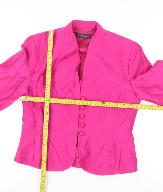 Alex & Co. Womens Pink Silk Blazer Jacket UK 10 3/4 Sleeve