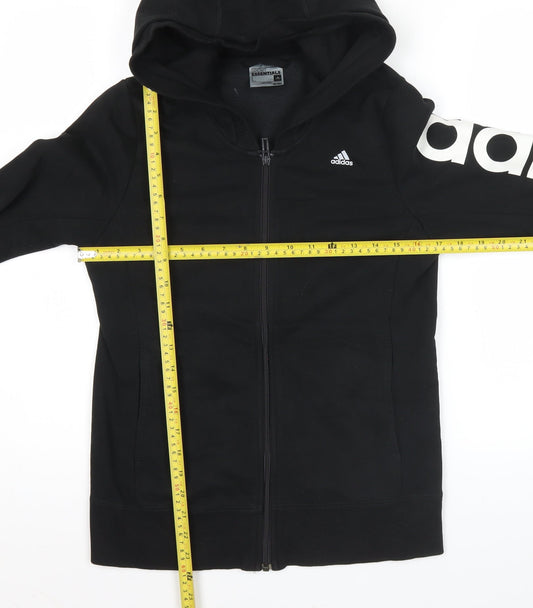 Adidas Women Black Full Zip Hoodie Sweatshirt Size L Climalite