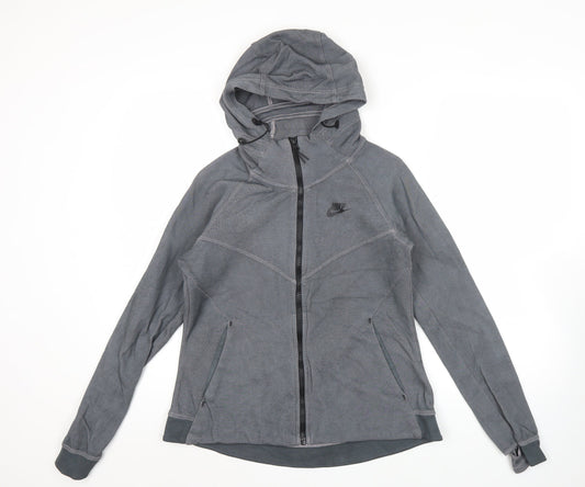 Nike Men's Grey Full Zip Hoodie Size L Regular Fit Gym Training