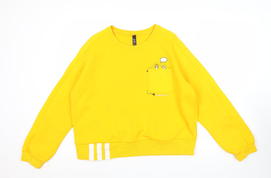 Adidas Neo Womens Yellow Sweatshirt Size 12 UK Cotton Blend Pullover