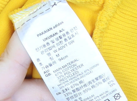 Adidas Neo Womens Yellow Sweatshirt Size 12 UK Cotton Blend Pullover