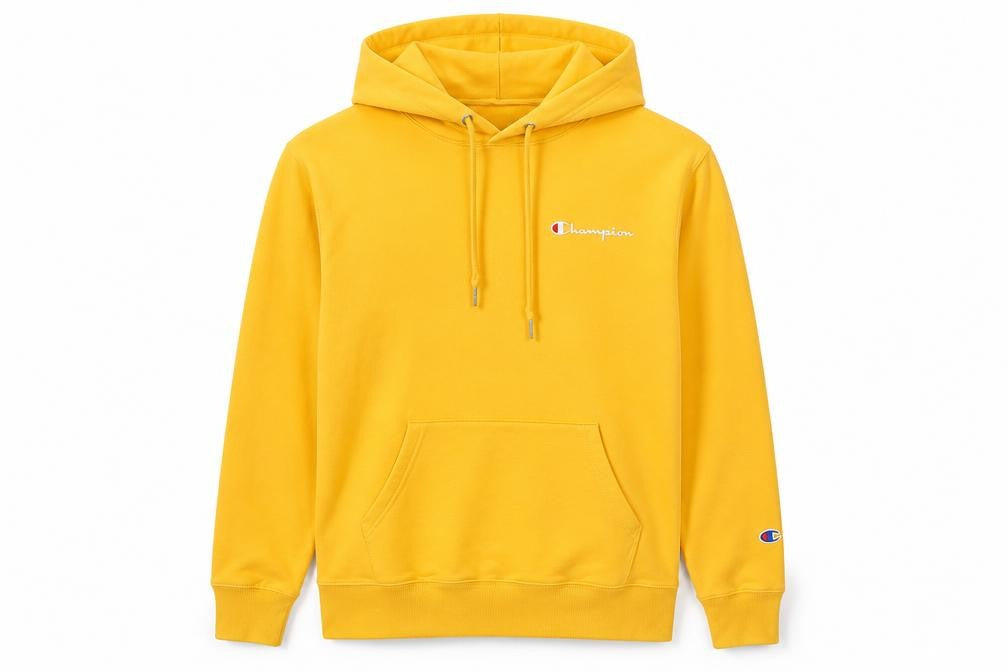 Mens UK S Regular Champion Yellow Pullover Hoodie