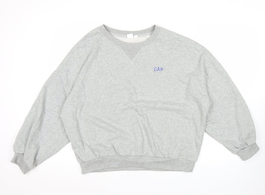 GAP Men's Grey Sweatshirt M Crew Neck Pullover Logo Cotton Blend