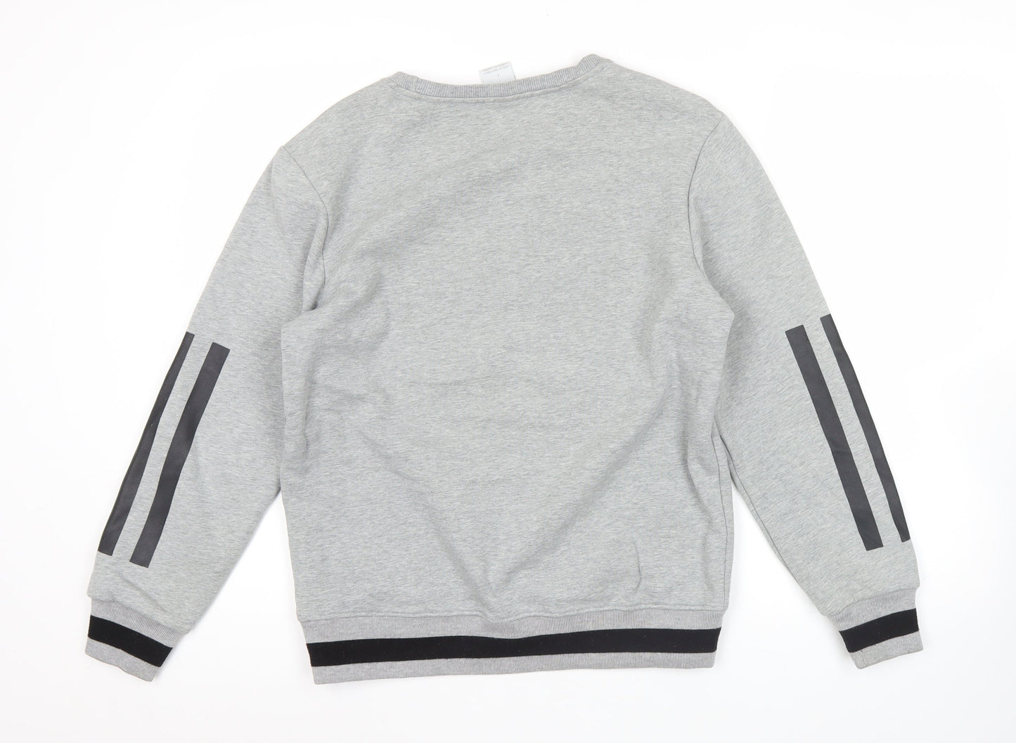 Adidas Men’s Grey Logo Sweatshirt Pullover L Regular Fit Crew Neck