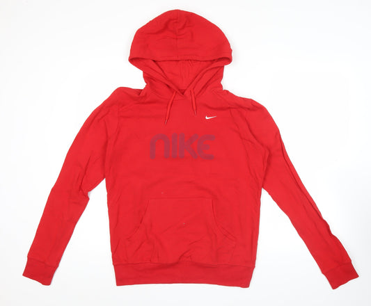 Nike Men's Red Pullover Hoodie Size M Logo Sportswear