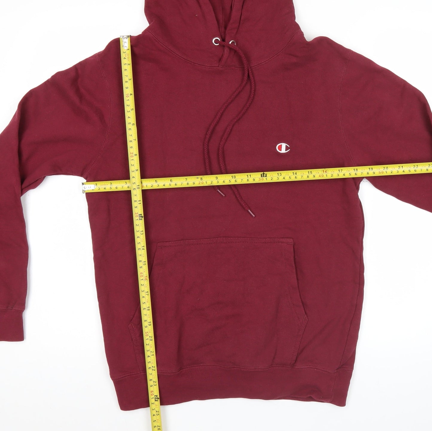 Champion Mens Red Hoodie Pullover Sweatshirt Large Logo