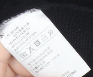 Adidas Womens Black Logo Sweatshirt UK M Cotton Blend Crew Neck